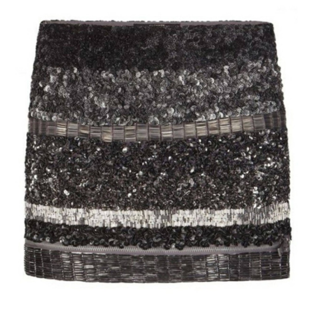AllSaints Suki Grey Sequin Mini Skirt 2